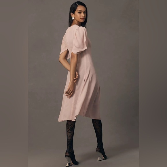 By Anthropologie Modern Sheer Midi Dress Violet Ice Size 0. - Picture 2 of 13